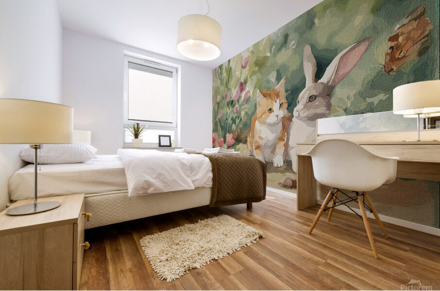 Furry Friends Mural print