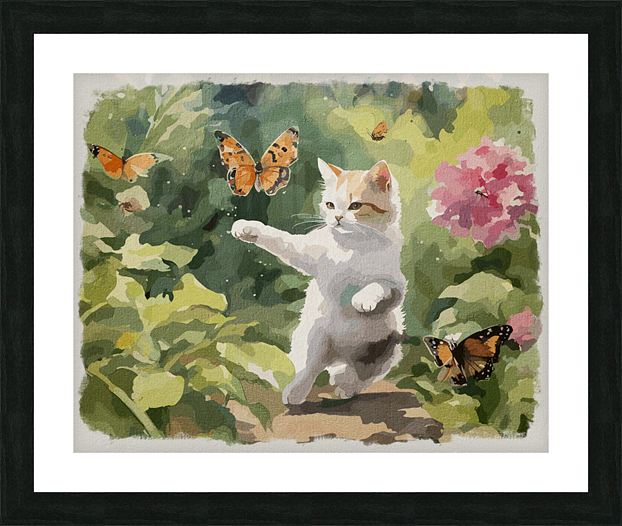Kitten Chasing Picture Frame print