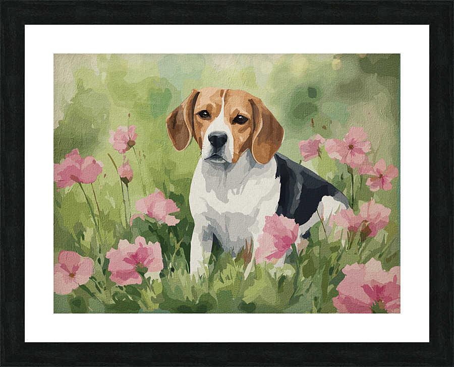 Blossoms and Beagle Picture Frame print