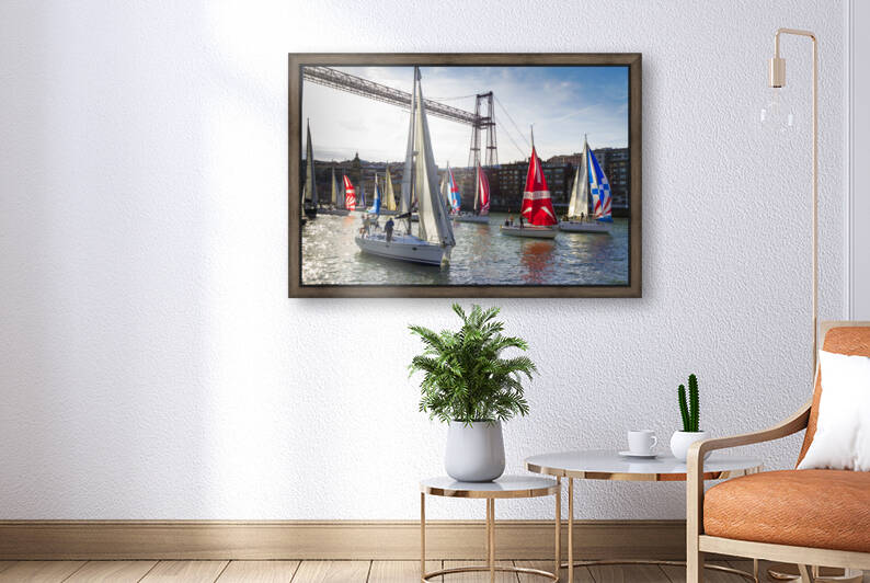 Boats and Vizcaya bridge.  Portugalete Basque by Mikel Bilbao Photography