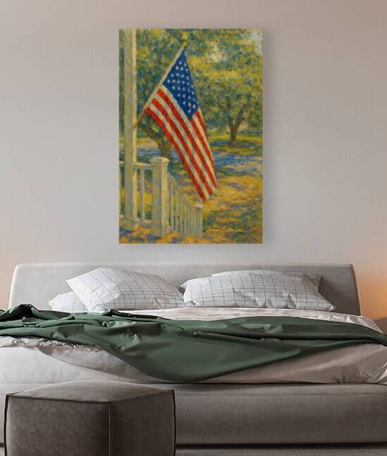 American Flag on a Savannah Porch by Joseph Ebberwein