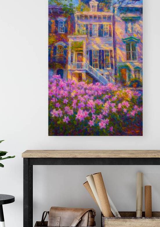 Savannah Row Home with Azaleas by Joseph Ebberwein