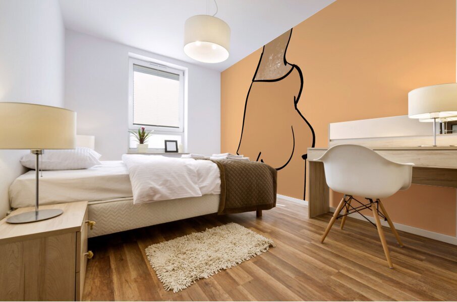 8 with orange Mural print