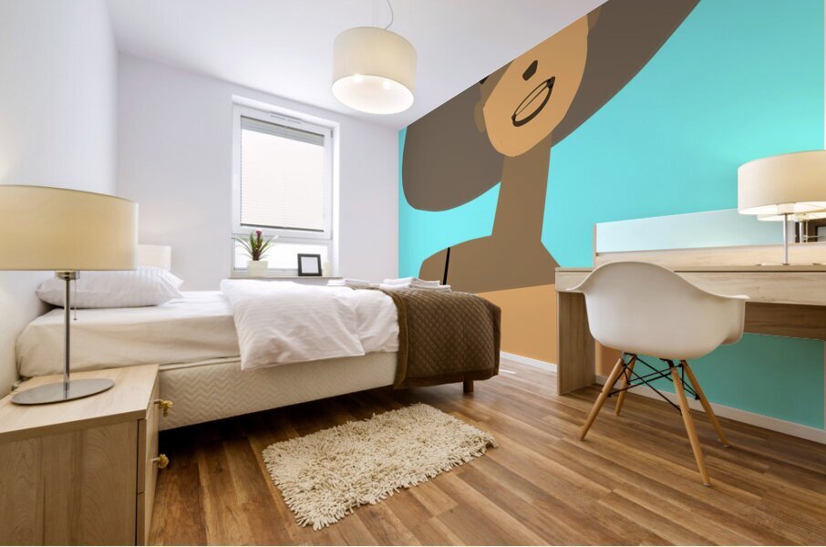 femme hat bg Mural print