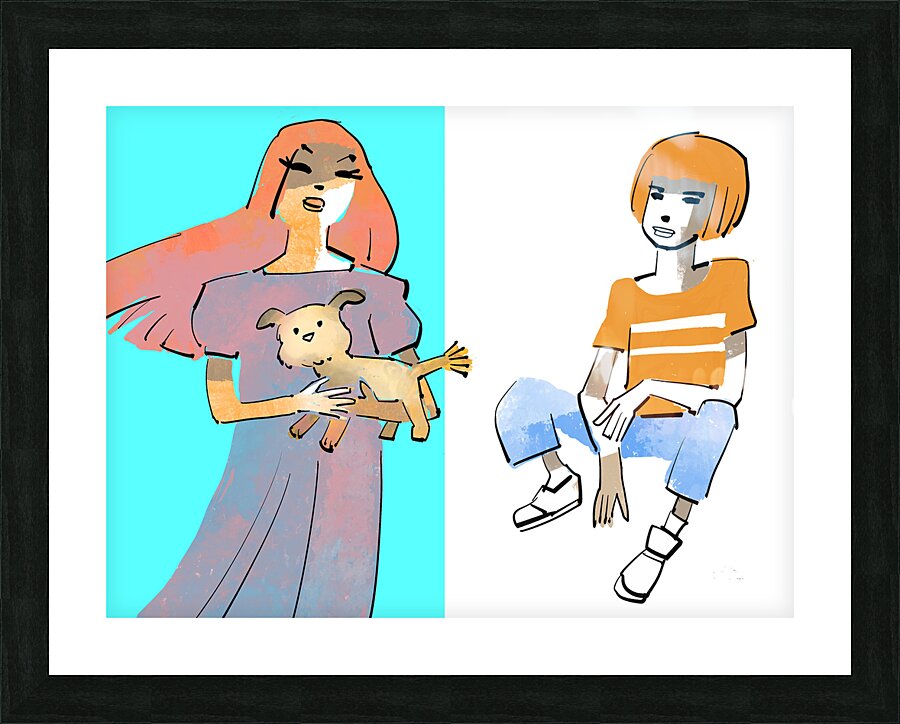 1  two with dog Picture Frame print