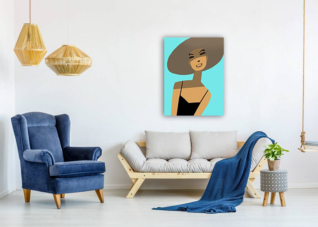 femme hat bg Reproduction