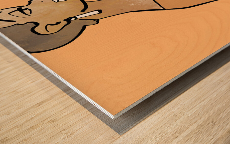 8 with orange Wood print