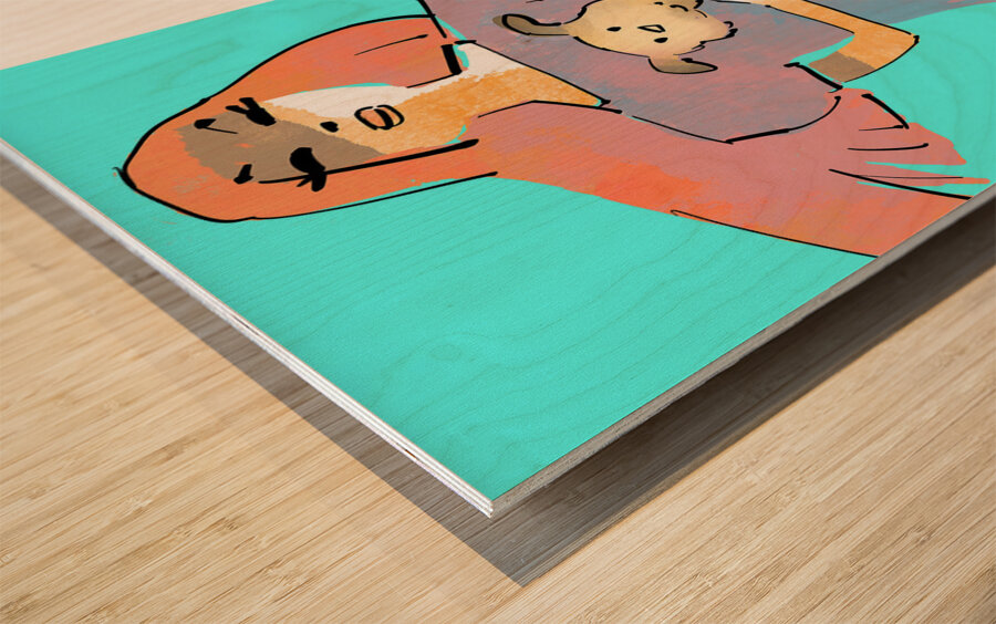 1  two with dog Wood print