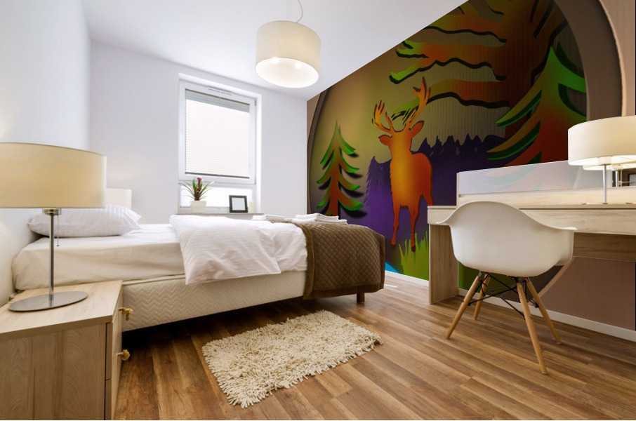 Forest paper cut art Mural print