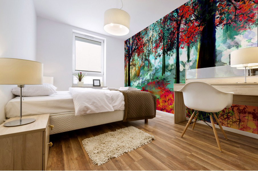 Red Forest Mural print