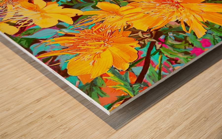 Yellow Flowers Wood print