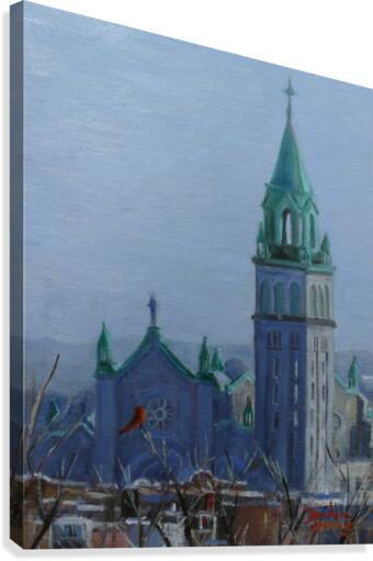 Cardinal and Cathedral Canvas Print