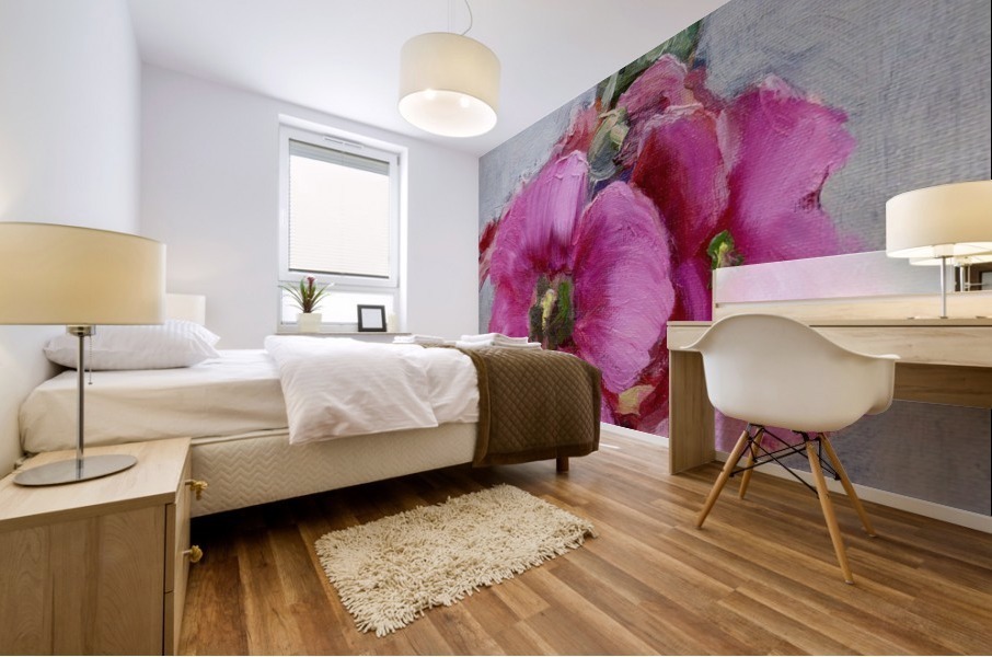 Hollyhocks Mural print