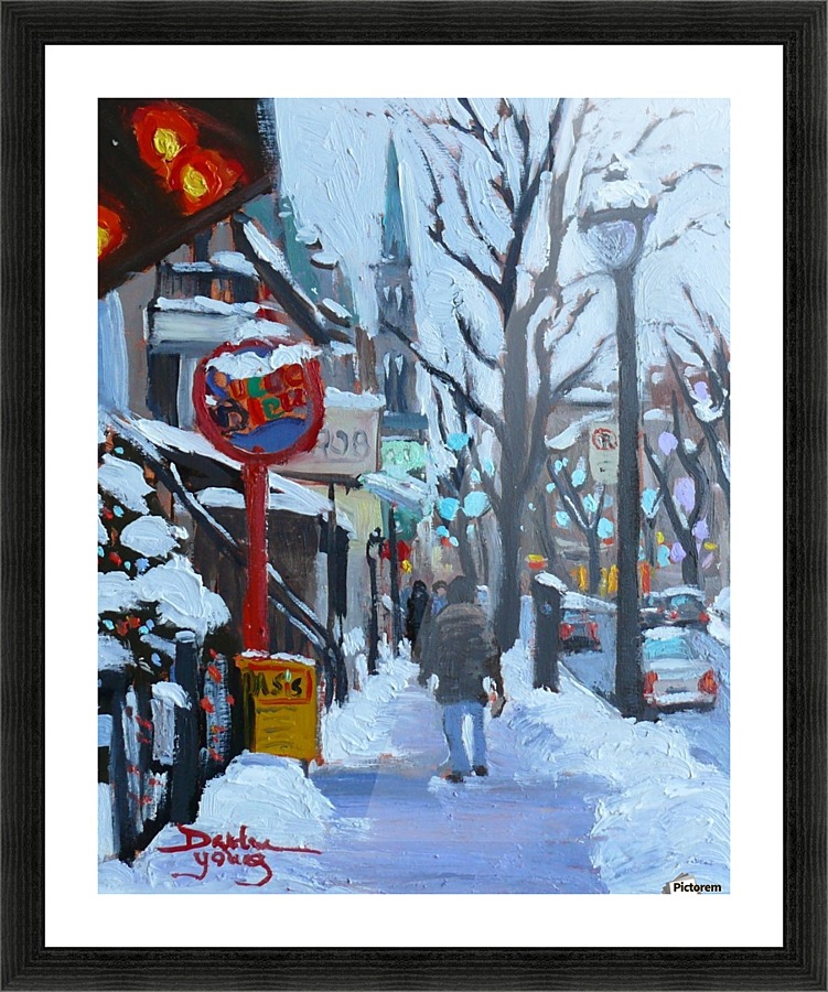 Montreal Winter St-Denis Picture Frame print