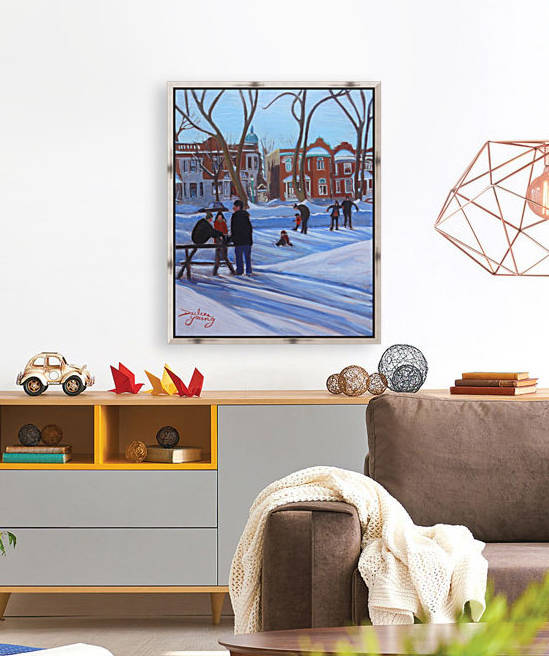 Learning to Skate at Outremont Park by Darlene Young Canadian Artist