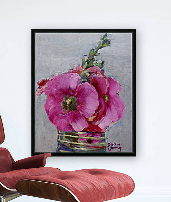 Hollyhocks by Darlene Young Canadian Artist