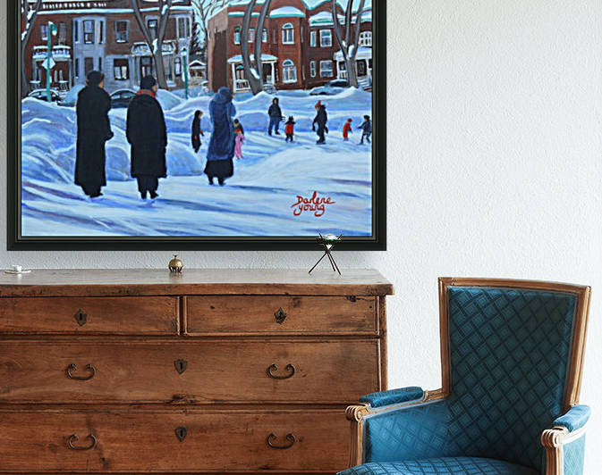 Outremont Park Skating Scene by Darlene Young Canadian Artist