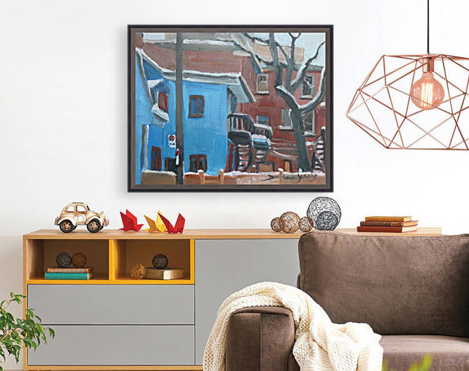 The Blue House, McGill Ghetto Scene by Darlene Young Canadian Artist