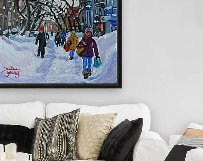 Le Plateau, Going Skiing by Darlene Young Canadian Artist