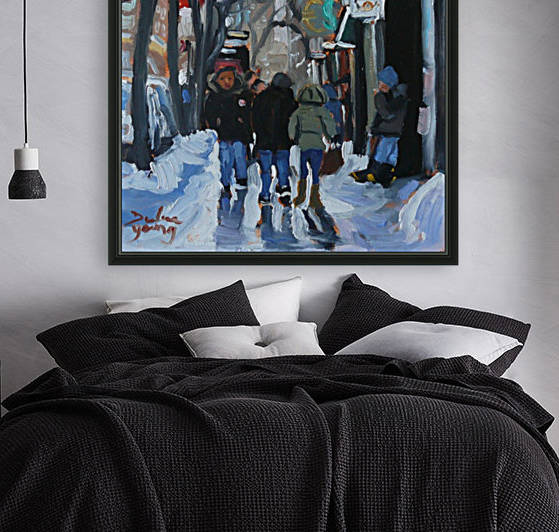 Montrel winter Scene, Ste-Catherine by Darlene Young Canadian Artist