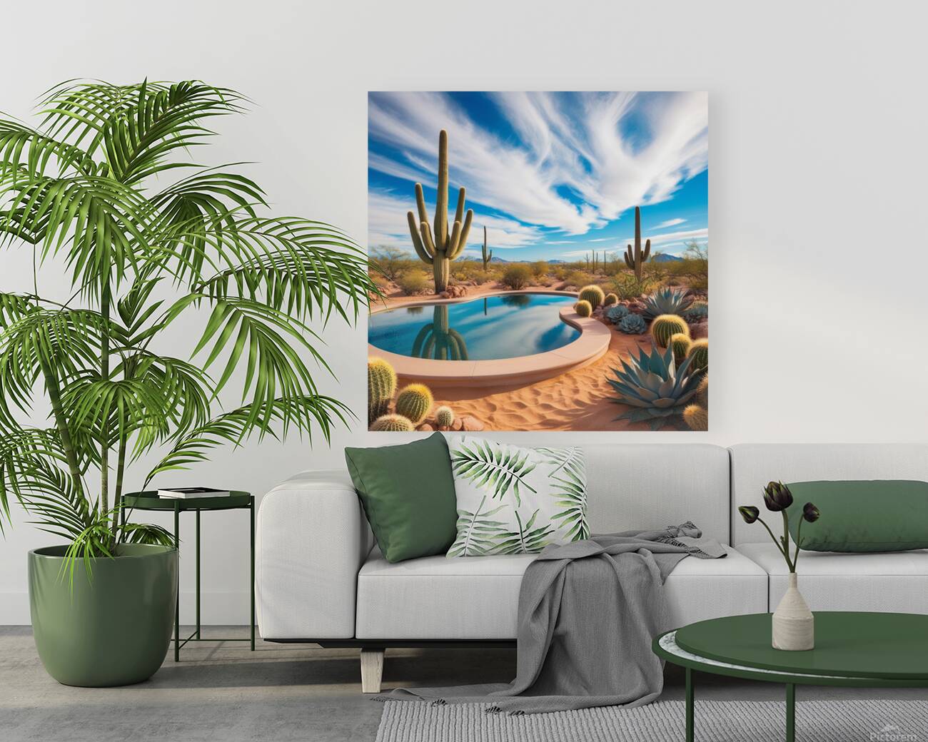 Desert Oasis with Sky Reflections Reproduction