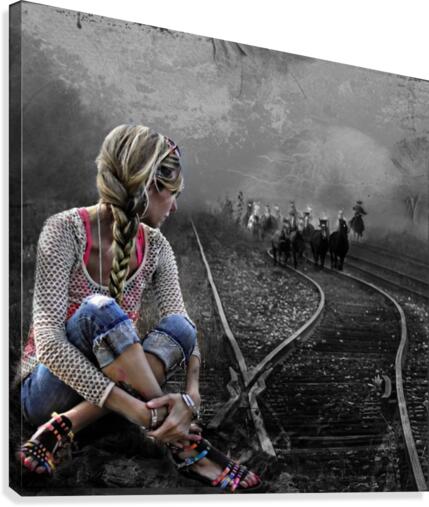 Railway TracksBW Canvas Print