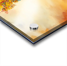 Creative expression of a woman with a floral and colorful head against a vibrant sky background during sunset Acrylic print