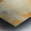 Creative expression of a woman with a floral and colorful head against a vibrant sky background during sunset Metal print