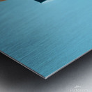 Curious Cat Peeking Through Blue Wall Hole Metal print