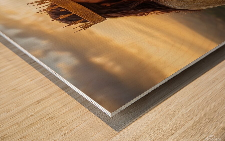 Jesus Christ in regal attire standing on a hill at sunset contemplating nature and spirituality Wood print