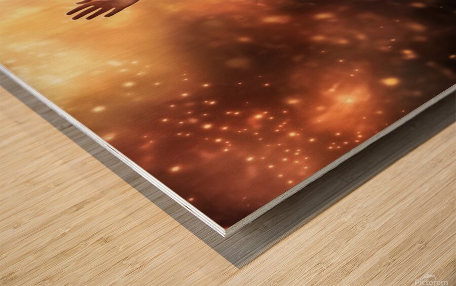 Jesus Christ evoking spirituality and awe under celestial lights Wood print