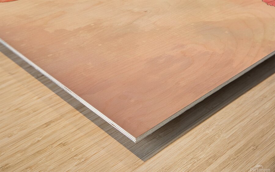 Children holding a heart balloon in a flower filled garden during a warm day Wood print