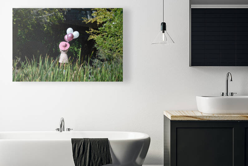 Girl With Pink Balloons by Michelle K Wood