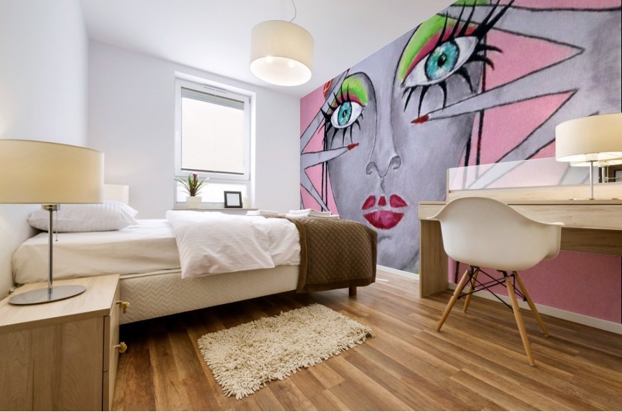 Peekaboo on Pink Mural print