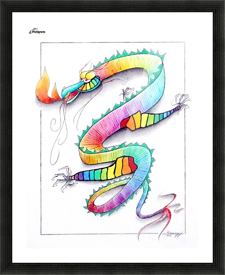 Technicolor Dragon Picture Frame print