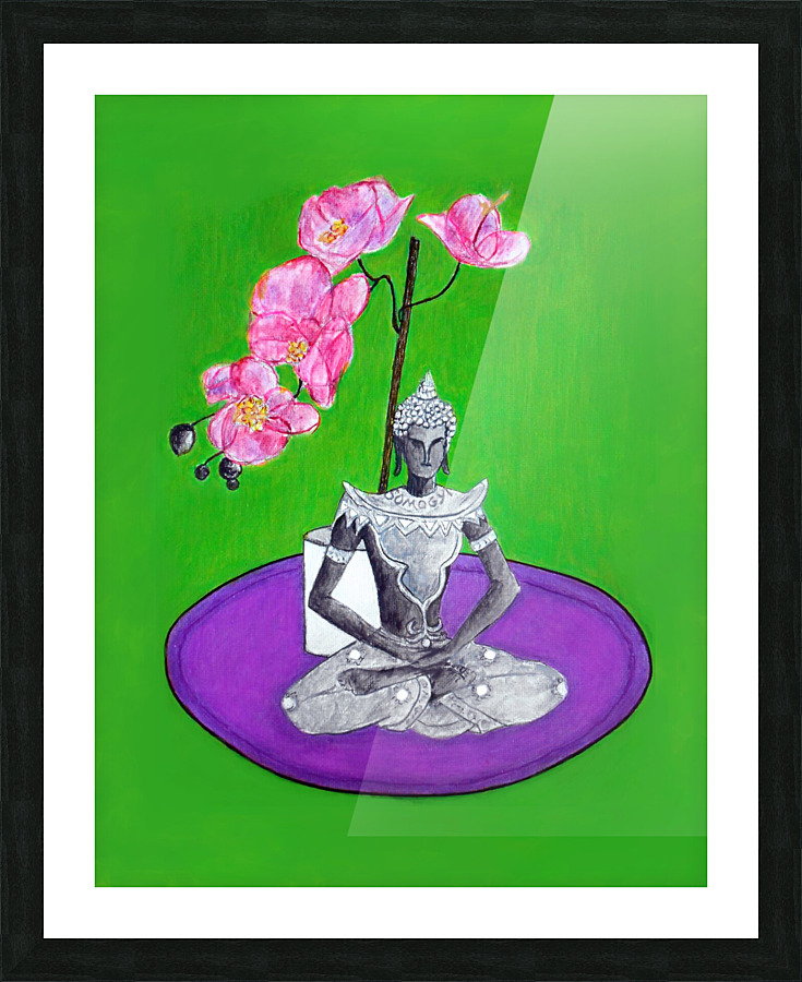 Beautiful Buddha Under Orchids Picture Frame print