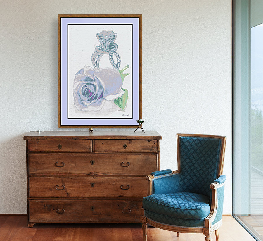 Blue Bud in Frame Reproduction