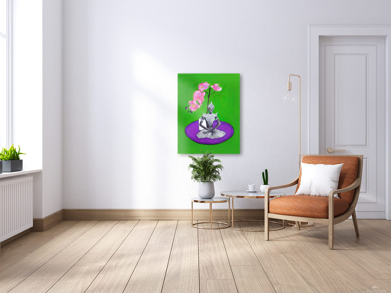 Beautiful Buddha Under Orchids Reproduction