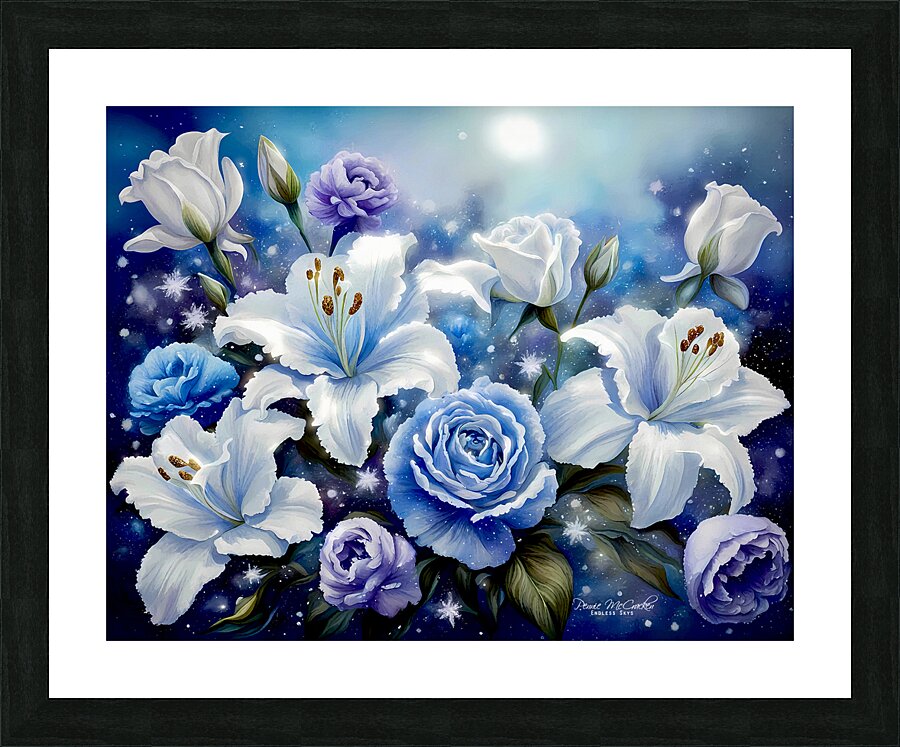 Blue Florals Picture Frame print