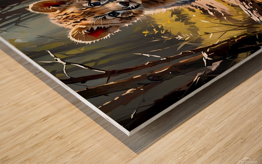 Baby Cub Wood print