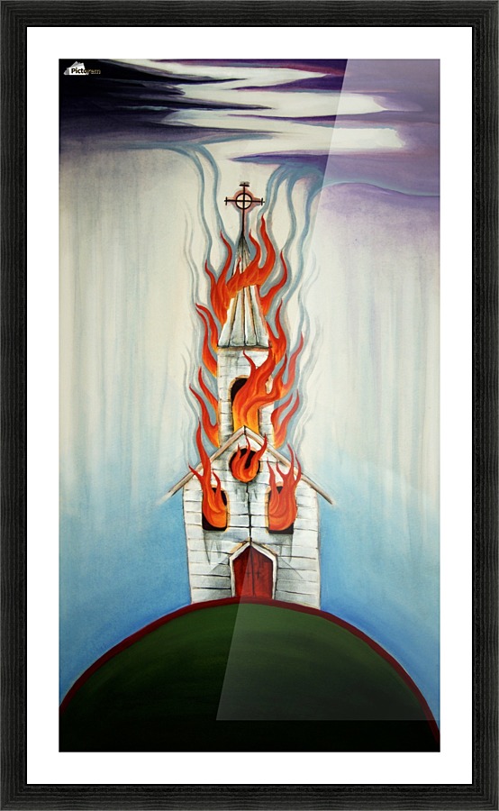 Burning Church Picture Frame print