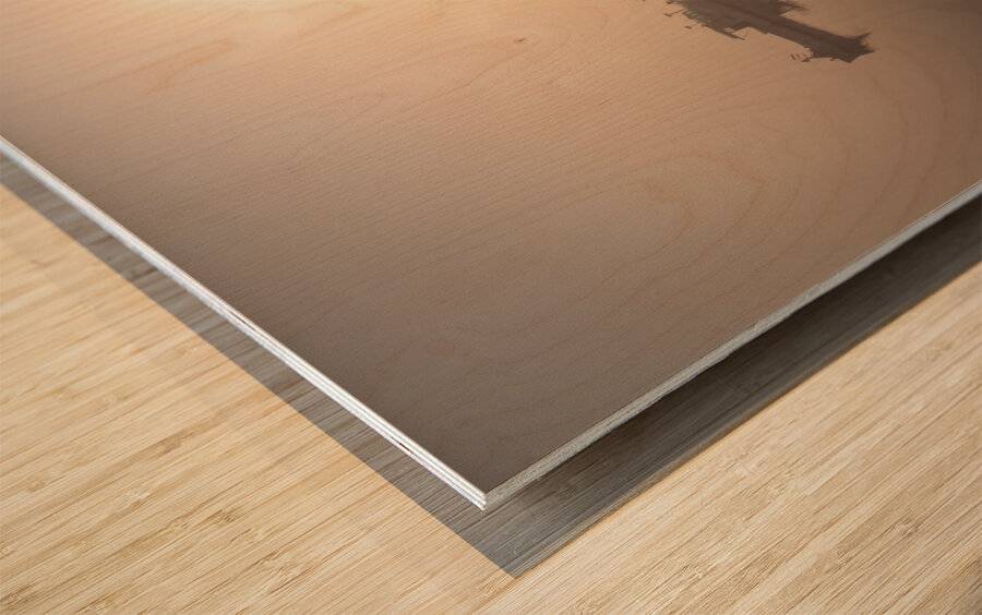 Foggy Day on the River Wood print