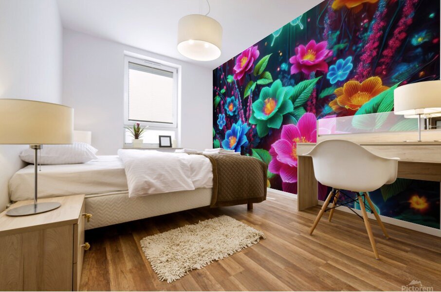 Garden flowers in bright colors 10 Mural print