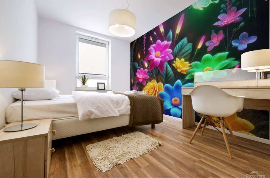 Garden flowers in bright colors 11 Mural print