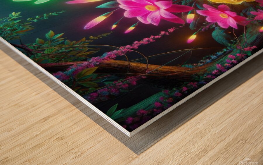 Garden flowers in bright colors 11 Wood print