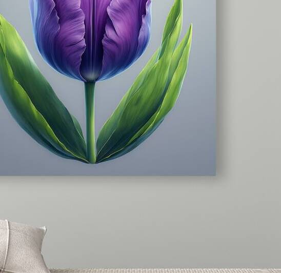 Realistic Purple Tulip on Soft Gray by Lingua Bridge