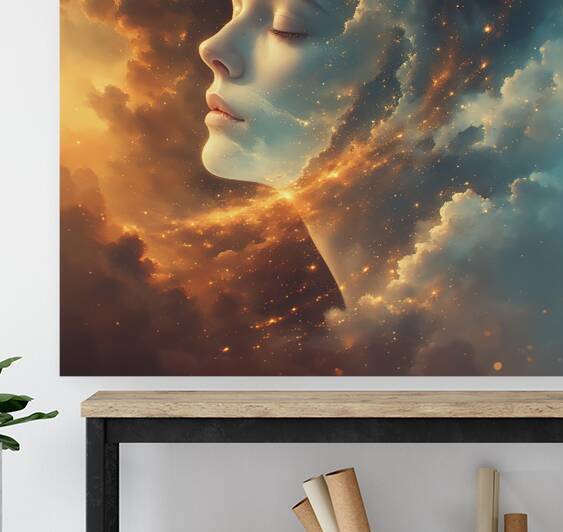 Transcendence in Golden and Blue Nebula by Lingua Bridge