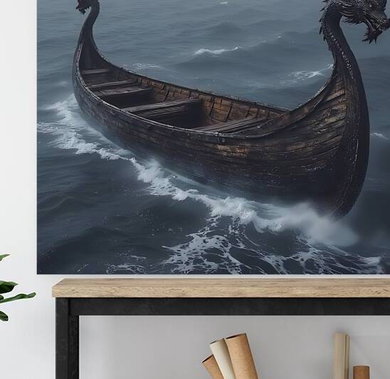 Dragon-Head Longship in Nordic Mist by Lingua Bridge