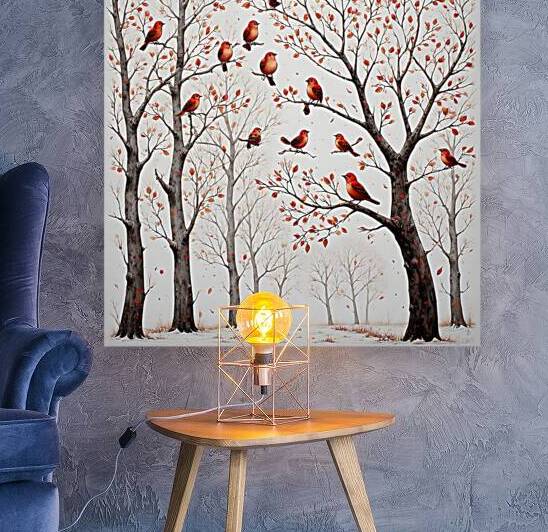 Red Wings in the First Snowfall by Lingua Bridge