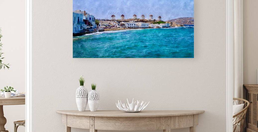 Windmills of Mykonos Panorama  by A K Mits Imagery